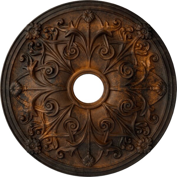 Ekena Millwork Jamie Ceiling Medallion (Fits Canopies up to 3 7/8"), 23 5/8"OD x 3 7/8"ID x 2 1/8"P, Rust CM23JARUS - main